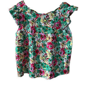 Skue Floral Ruffle Cap Sleeve Top Blouse Tie Back - Large